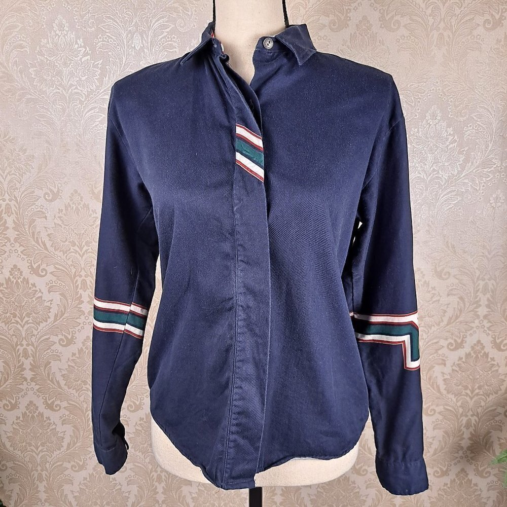 Roper Size 5/6 Navy Blue Button Up Shirt Southwestern Accents Western Vintage